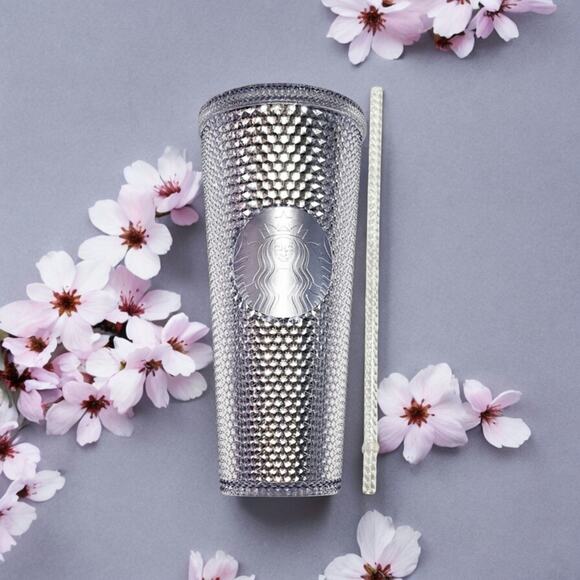 Starbucks New silver platinum clear Holiday 2019 studded venti tumbler 24 oz - Picture 9 of 9